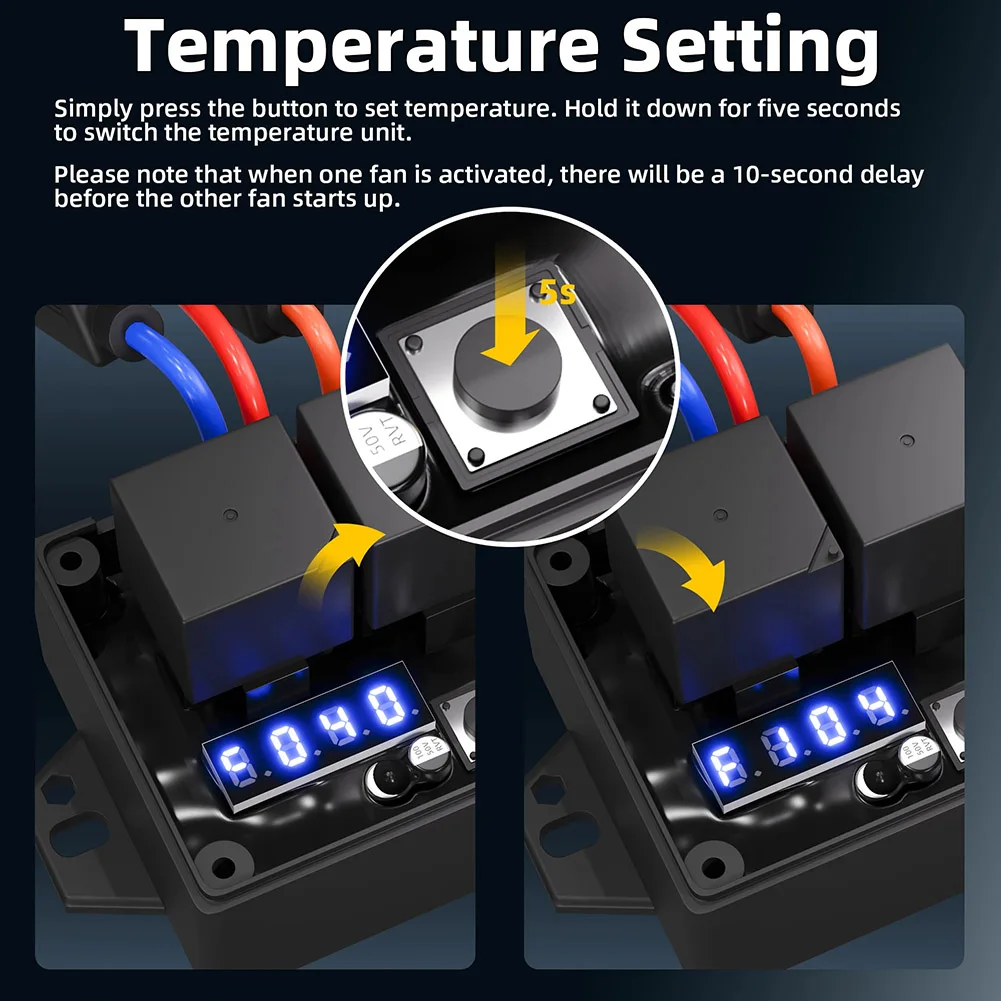 Temperature Controller Digital Fan Switch For Engine Cooling Color blac Adjustable Temperature Control Motor Controller