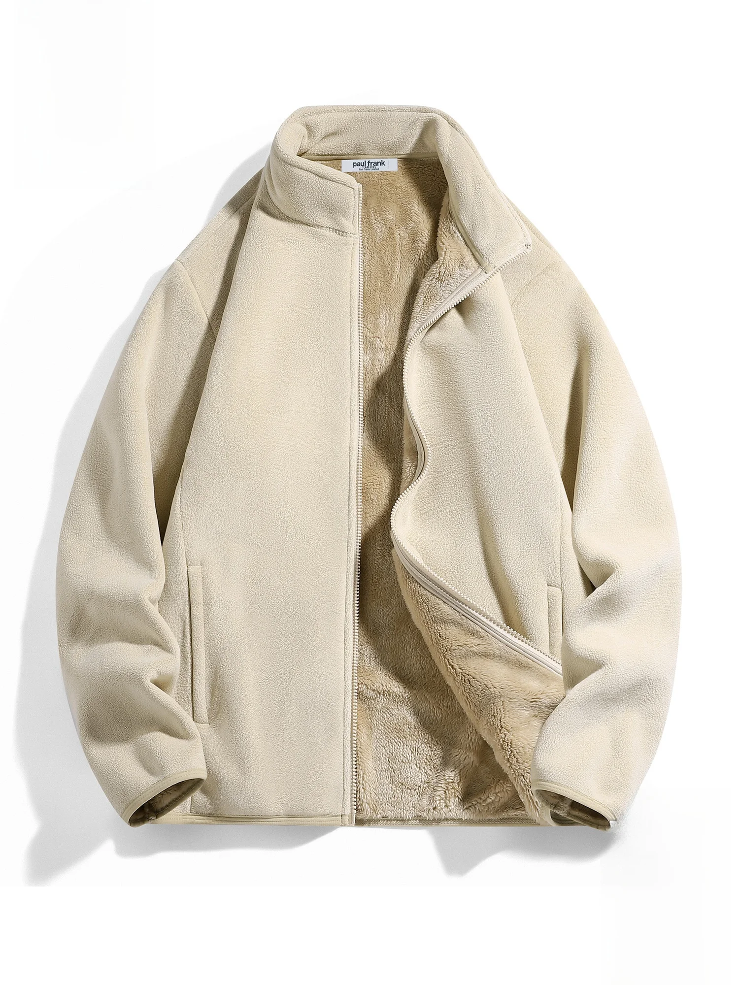 

PaulFrank Long Sve Fce Hoodie Men's Casual Loose Fit Stand Collar Autumn Leisure Couple Outerwear Polyester Fiber Zipper