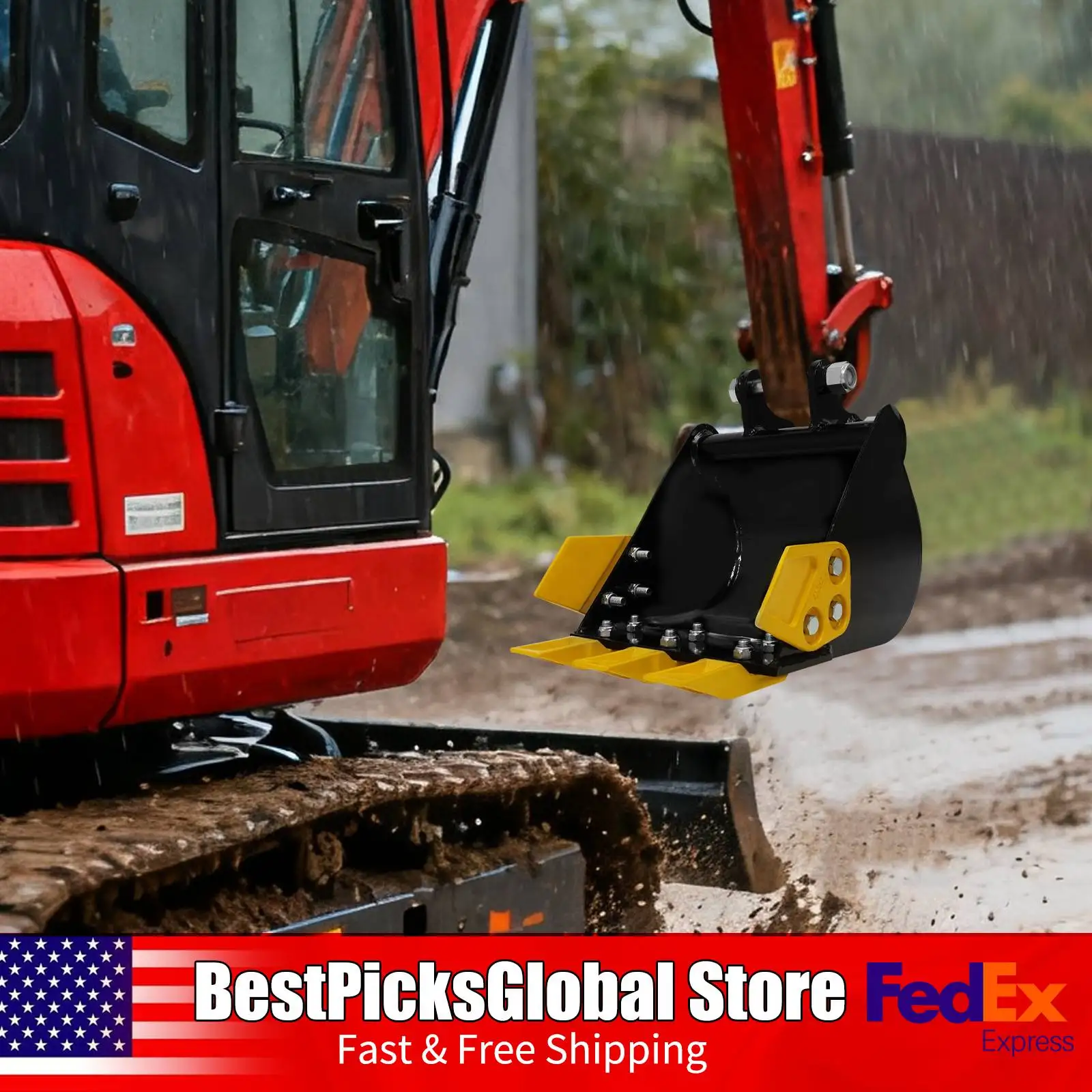 

Мини-экскаватор шириной 11,81 дюйма с насадками для ковша с 3 зубьями для строительных площадок, проектов сноса