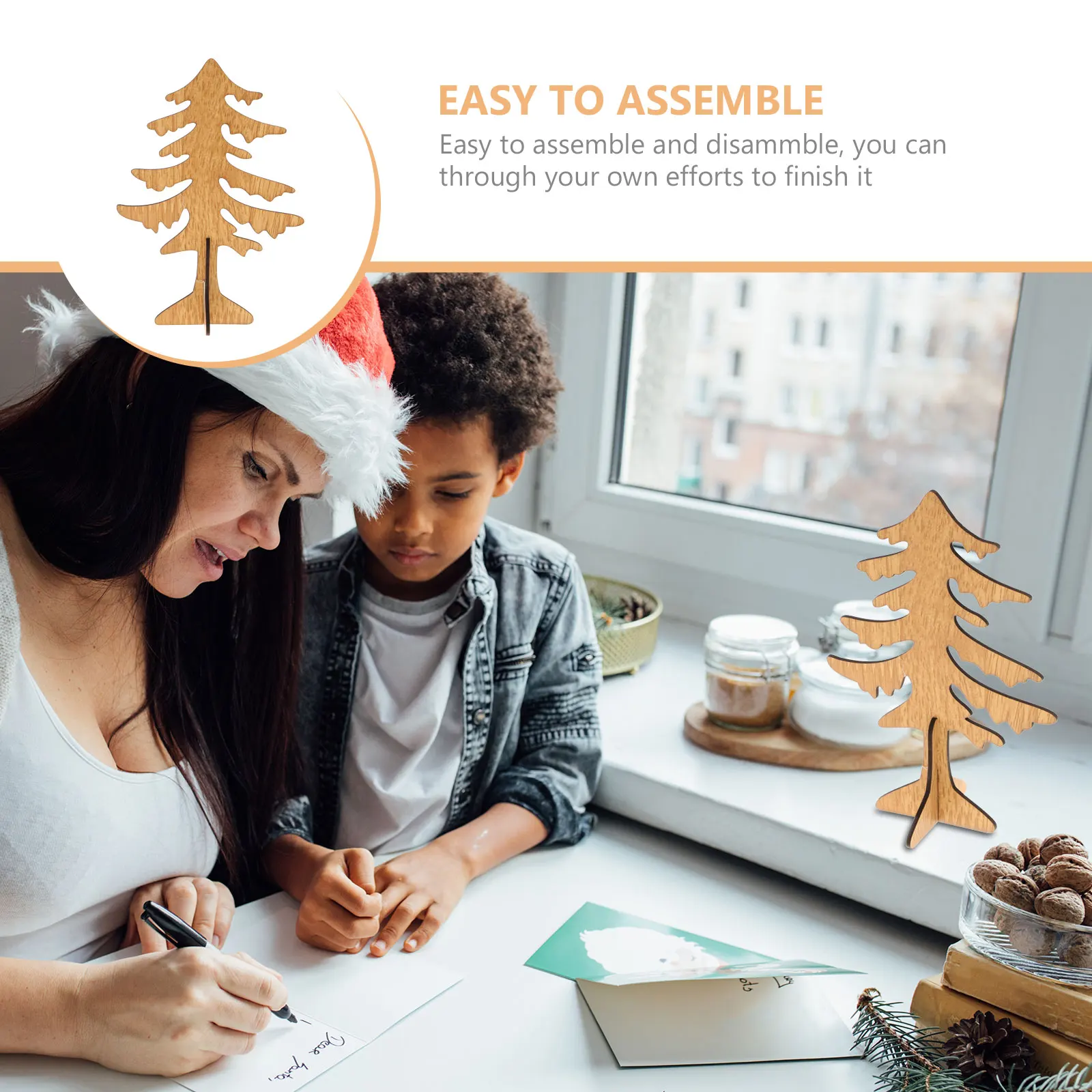 

Desktop Cross Xmas Tree Mini Wooden DIY Christmas Tree Standable Tabletop Ornament Size S Eco Friendly Festive