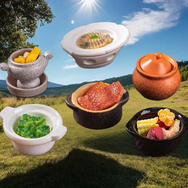 ของตกแต่งบ้านตุ๊กตา 1 ชิ้น อุปกรณ์ DIY จานดินเผาจิ๋ว อาหารจำลอง ของตกแต่งครัวจิ๋วสำหรับบ้านตุ๊กตา