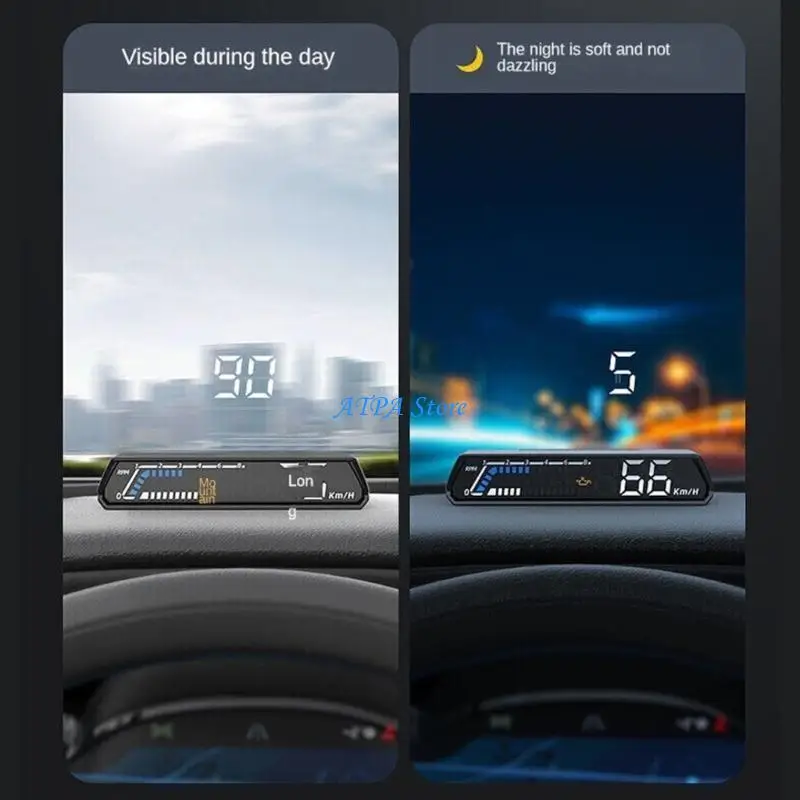 

U13C Car HUD Head Up Display SpeedClock Windshield Projector Temperature Overspeed Speedometer Alarm Fatigue Driving Reminder