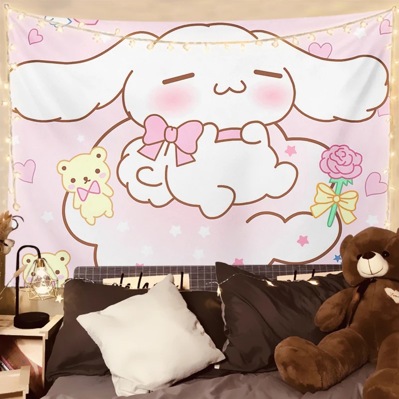 Kawaii Sanrios Cinnamonroll My Melody Kuromi Anime Cartoon Tapestry Wall Hanging Carpets Dorm Apartment Decoration Gift