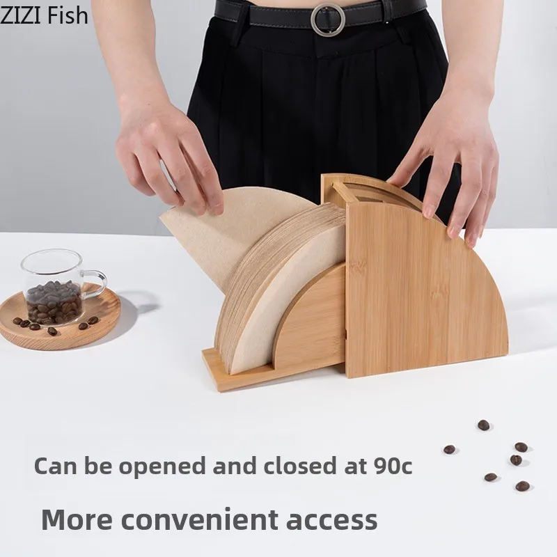 Hand Brewed Coffee Filter Paper Storage Box Wood Filter Box Coffee Papers Dust Boxes V-shaped Filter Papers Holder Paper Boxes