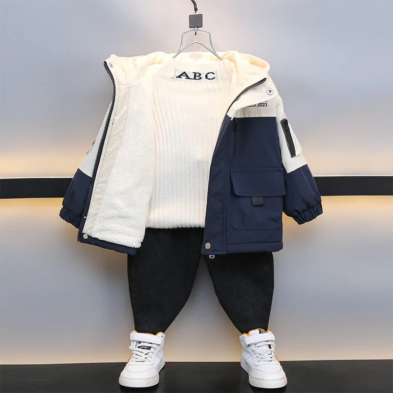 

Детская утепленная куртка-парка для мальчиков на осень-зиму с капюшоном, водонепроницаемая, из полиэфирного волокна, утолщенная