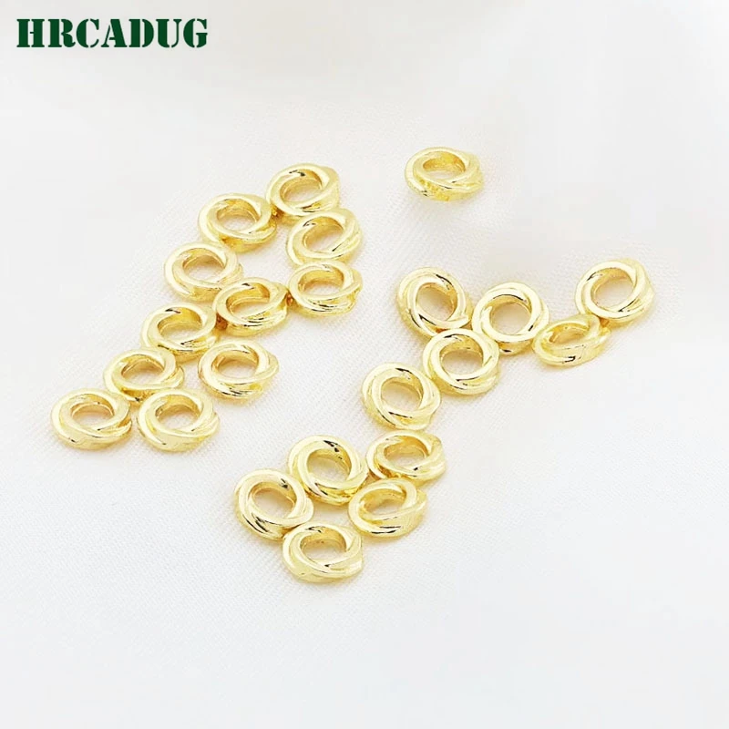 

4/6mm Big Hole Spacer Beads Round Twist Closed Ring 14K Gold Plated Jump Rings Jewelry Connectors DIY Jewelry Making Accessories