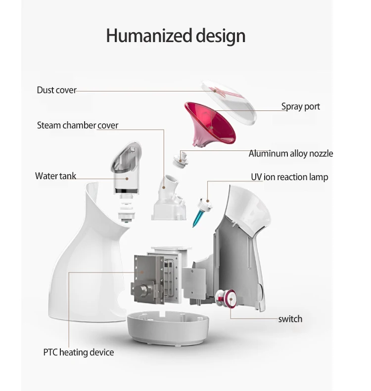 Logotipo personalizado OEM para uso doméstico, máquina de beleza de névoa facial, vaporizador facial nano iônico