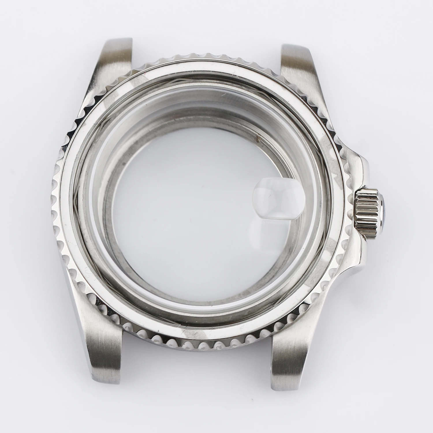 

40mm NH34 NH35 NH36 Sub Style Replacement Dive Watch Case Silver 316L Stainless Steel Mineral Glass Brushed Finish Polished Side