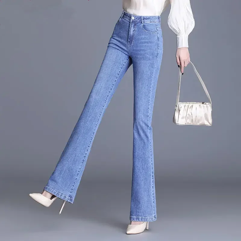 2024 New Spring Summer Women Casual Flare Pants Fashion Ladies High Quality Jeans Woman Blue Jeans