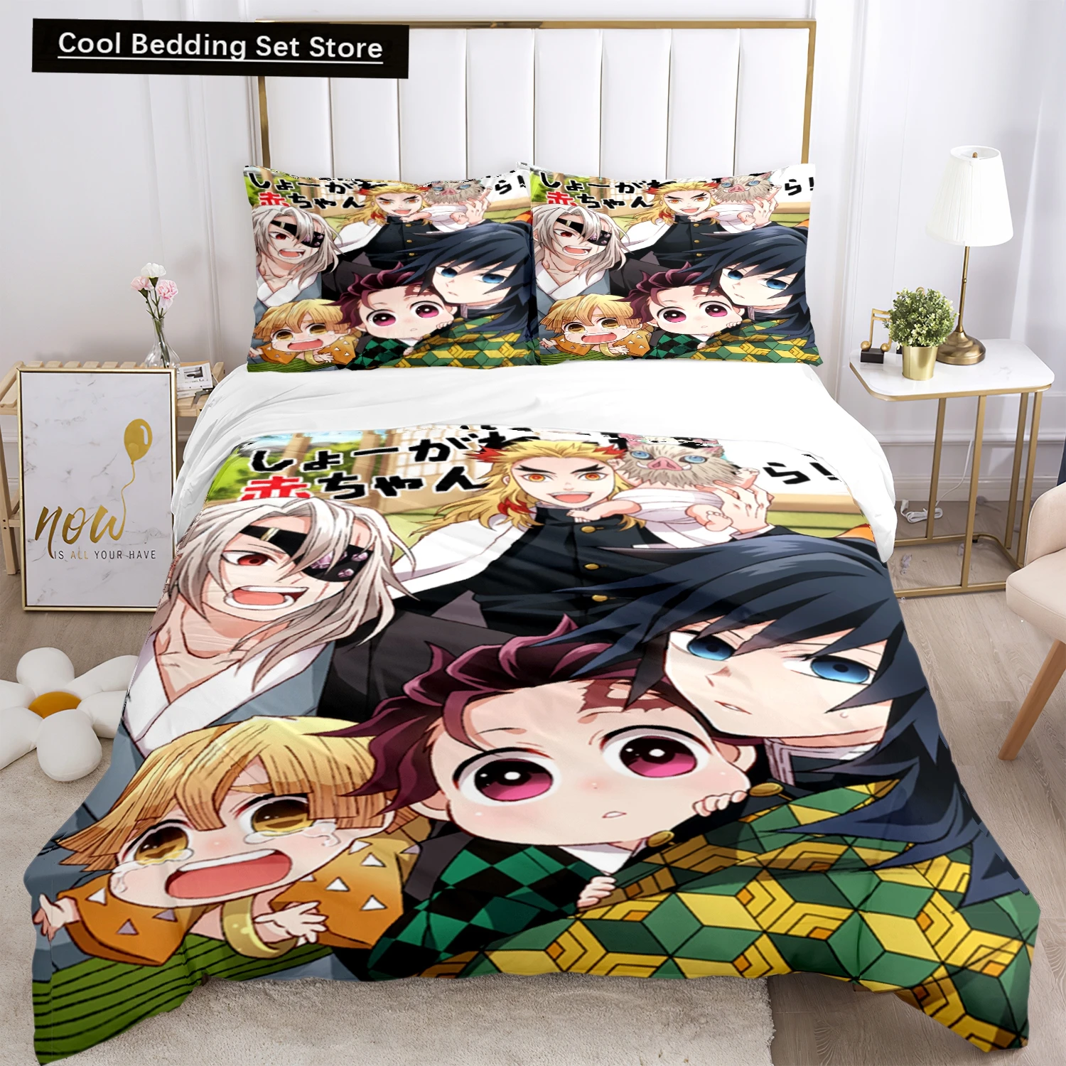 

Anime Demon Slayer Print Bedding Set 2/3pieces Nezuko Bed Linen Queen Double Single King Size Duvet Cover Set Kids Adults Gift