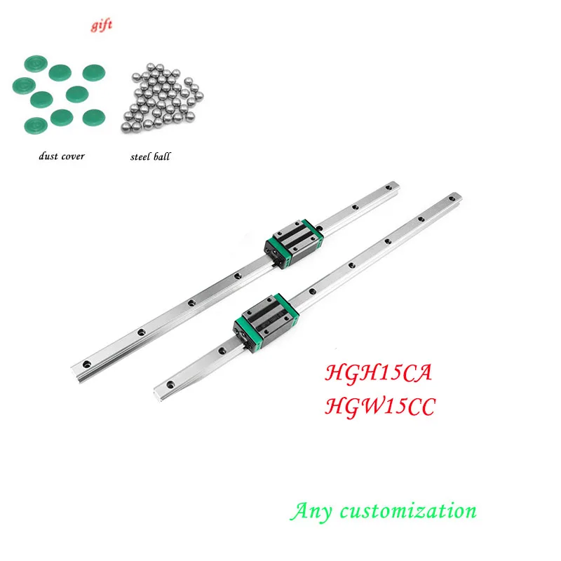 2 шт. HGR15 квадратная линейная направляющая + 4 шт. HGH15CA/фланец HGW15CC каретка скользящего блока для гравировки фрезерного станка с ЧПУ 300/500/1000 мм