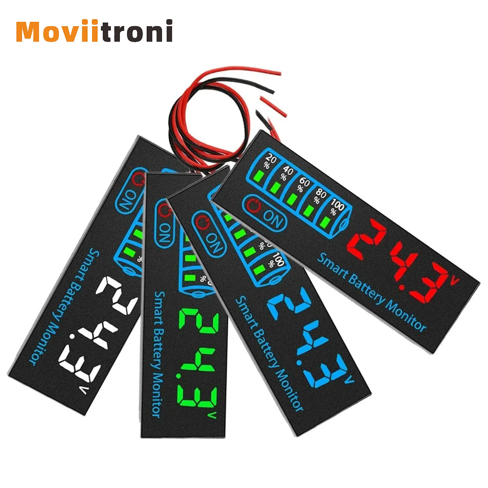 ضوء مؤشر سعة البطارية LED تيار مستمر 7-55 فولت/40 فولت، مؤشر الجهد والطاقة، بطارية حمضية/عرض طاقة بطارية ليثيوم أيون