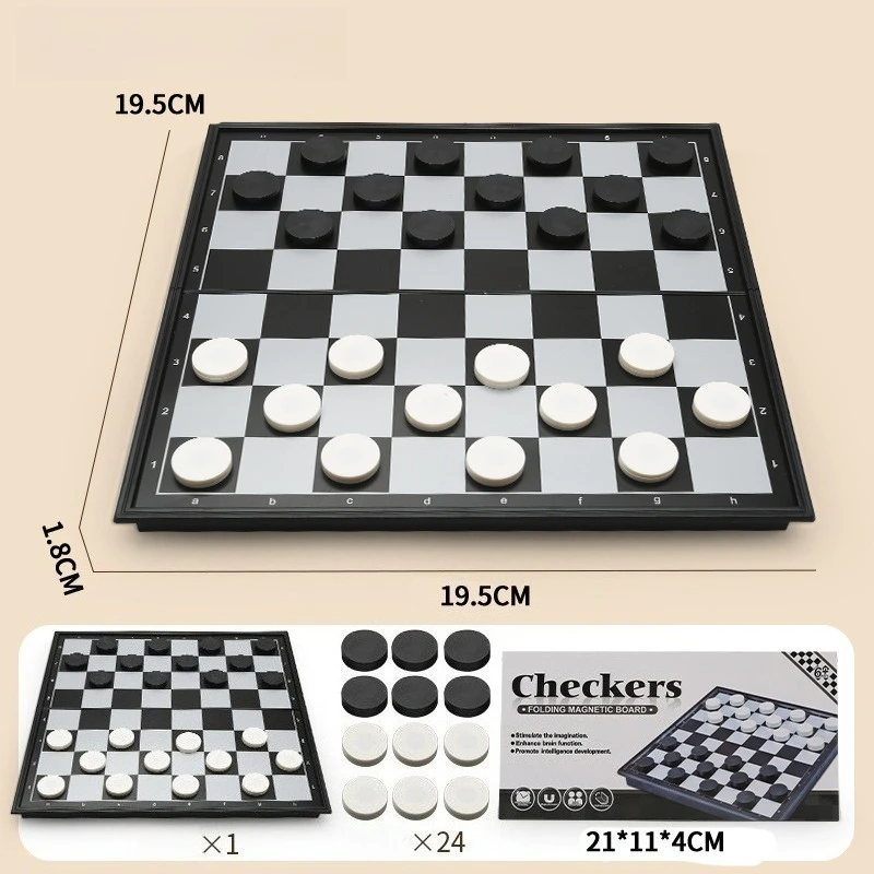 

Magnetic Travel Checkers Board Game with Folding Board Fun Casual Checkers Game Family Educational Toys for Adults