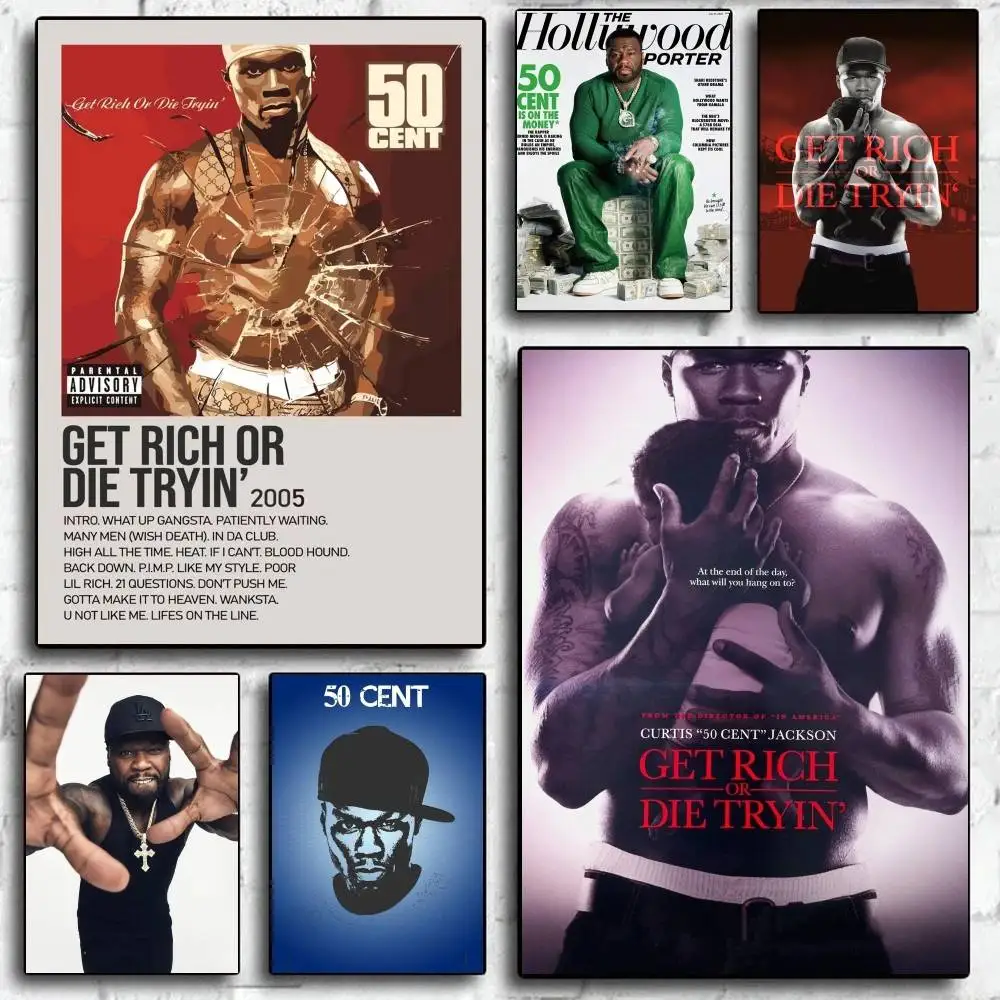 1 قطعة 50 سنتًا احصل على الغنية أو يموت جرب ملصق طباعة لغرفة النوم غرفة المعيشة ديكور المنزل اللوحة جدار الفن HD صورة جدارية #1