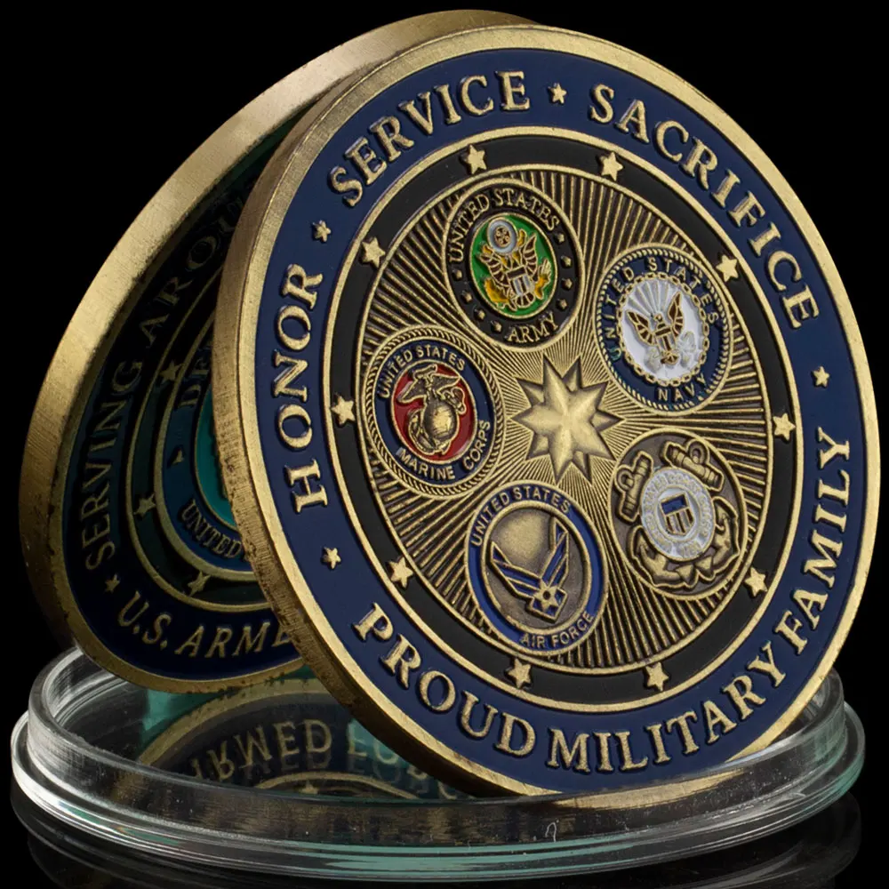 US Armed Forces Souvenir Serving Around The World with Pride Collection Art Commemorative American Proud Gold Plated 50MM Coin