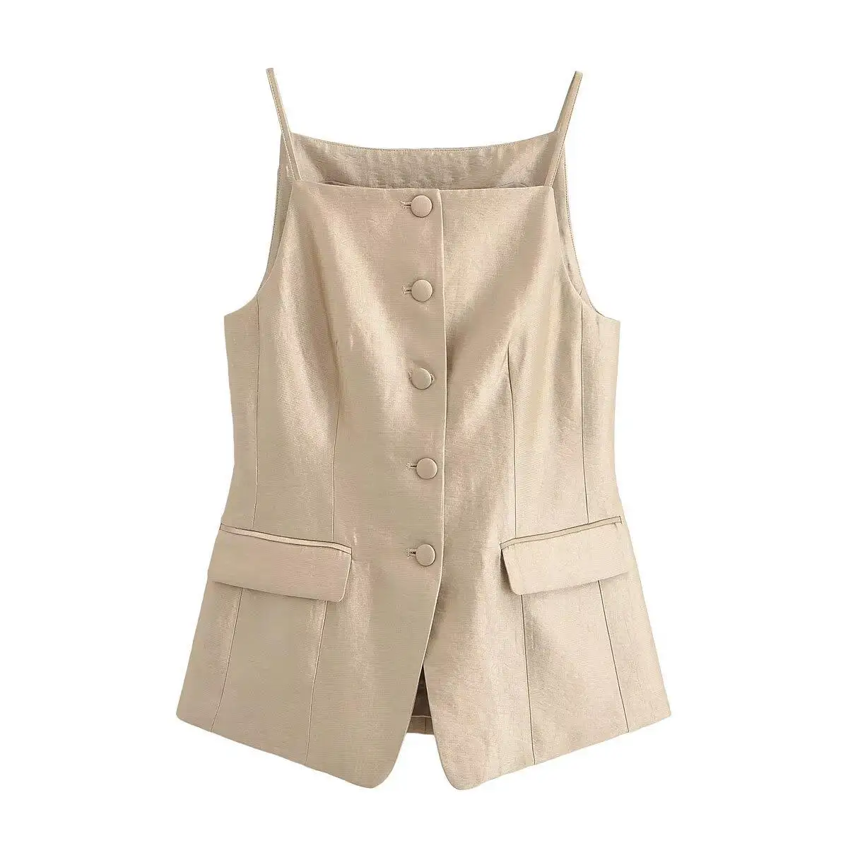 New 2026 Spring Summer Women's Tube Top Strap High Waist Straight Leg Pants Casual Trousers mid Waist Low Waist PVC Material