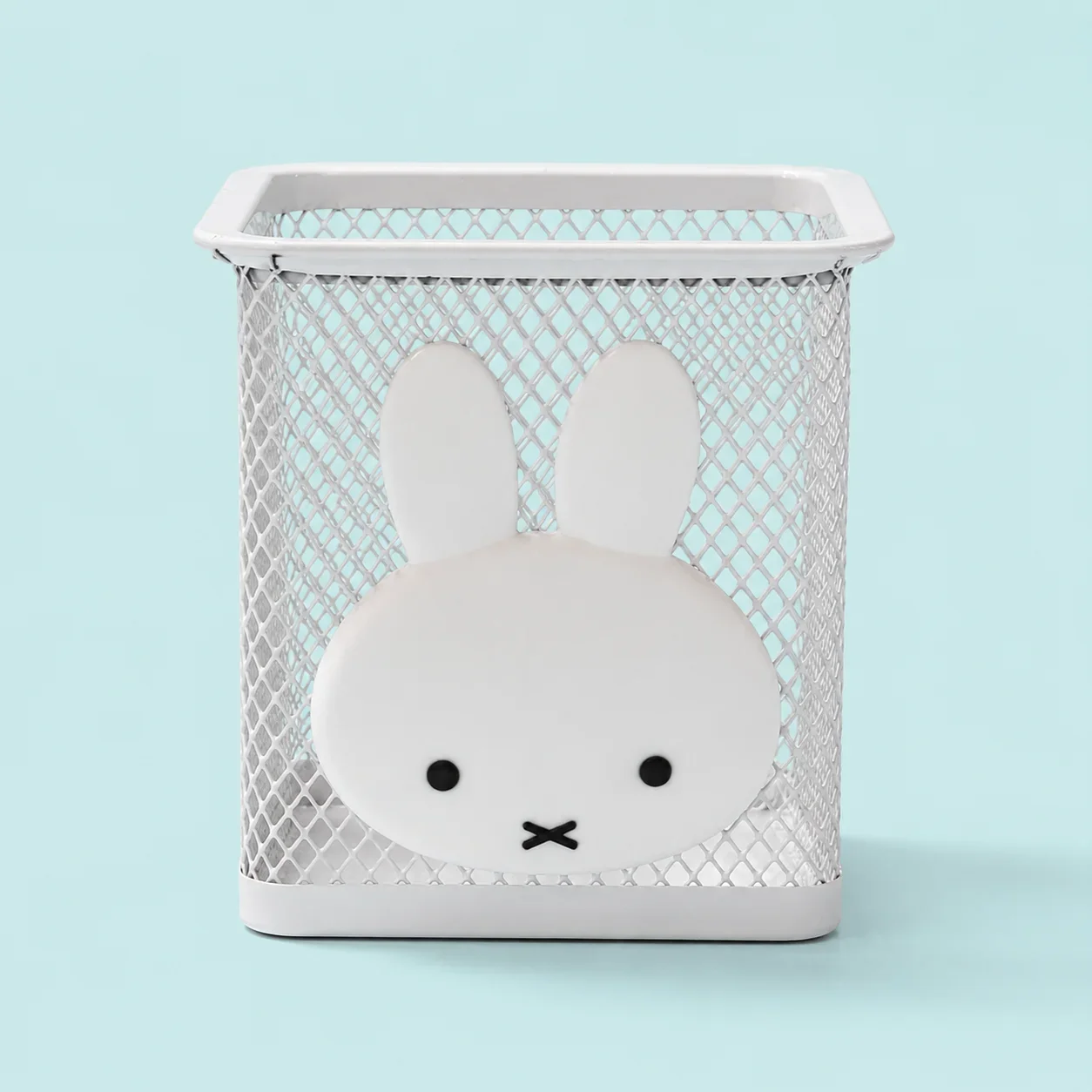 Niedlicher Cartoon-Miffy Metall-Netz Stifthalter, Süßer Quadratischer Schreibtisch-Organizer, Aufbewahrungskorb für Schreibwaren, Büro, Heimdekoration, Geschenk – Detail 5