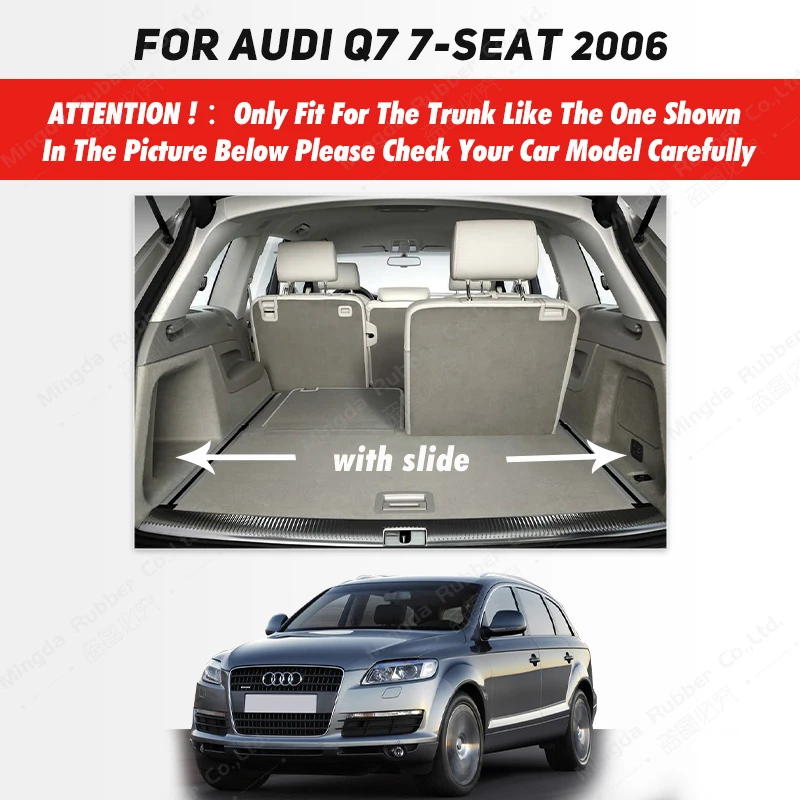 Alfombrilla de maletero de cobertura completa automática para Audi Q7 7-Seat 2006, almohadilla de cubierta de maletero de coche antisuciedad, forro de carga, accesorios protectores interiores