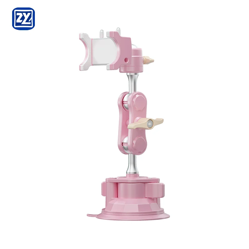 

2025 New Color Fashion Pink Color Flexible Angle-adjustable Car Vacuum Suction Cup Mount Smart Phone Holders Universal Brands