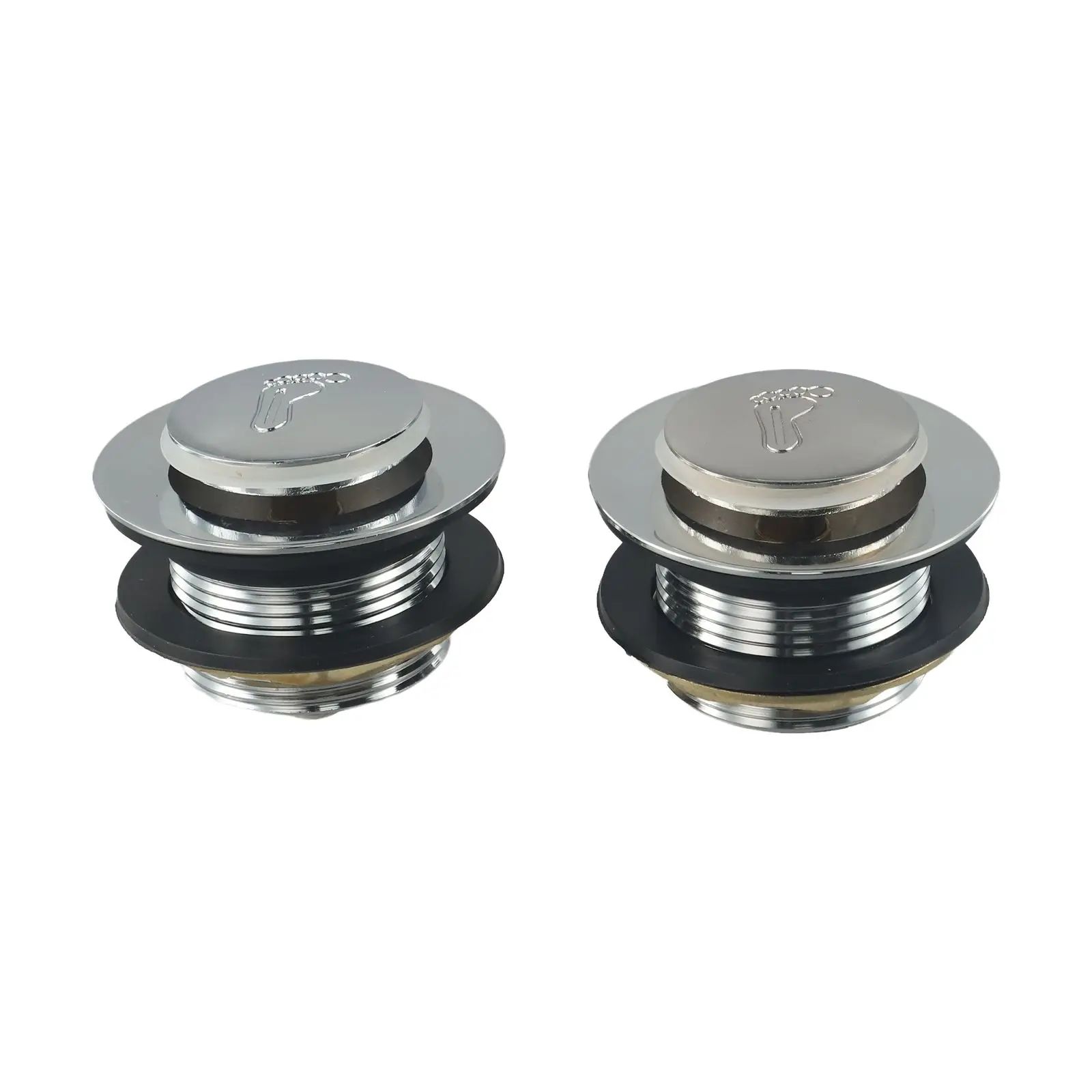 Tub Drain with Push Button Water Tight Seal for Shower and Bathroom Floor Drain Integration Without Discharging Tube
