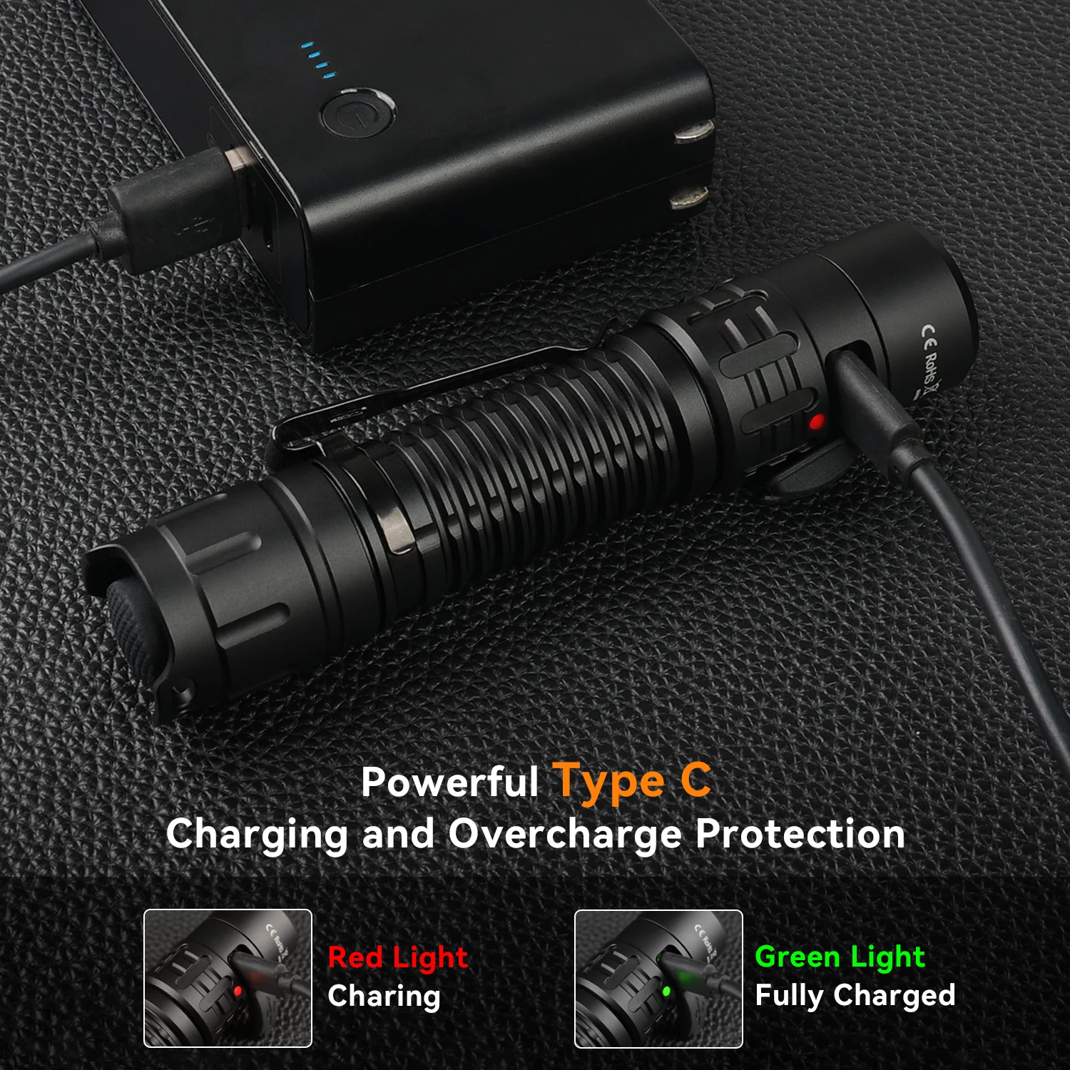 Wurkkos TD02 Tactical Flashlight 2000 Lumens Pocket Torch Rechargeable EDC with Type C Charging Port Tail Switch IPX8 Waterproof