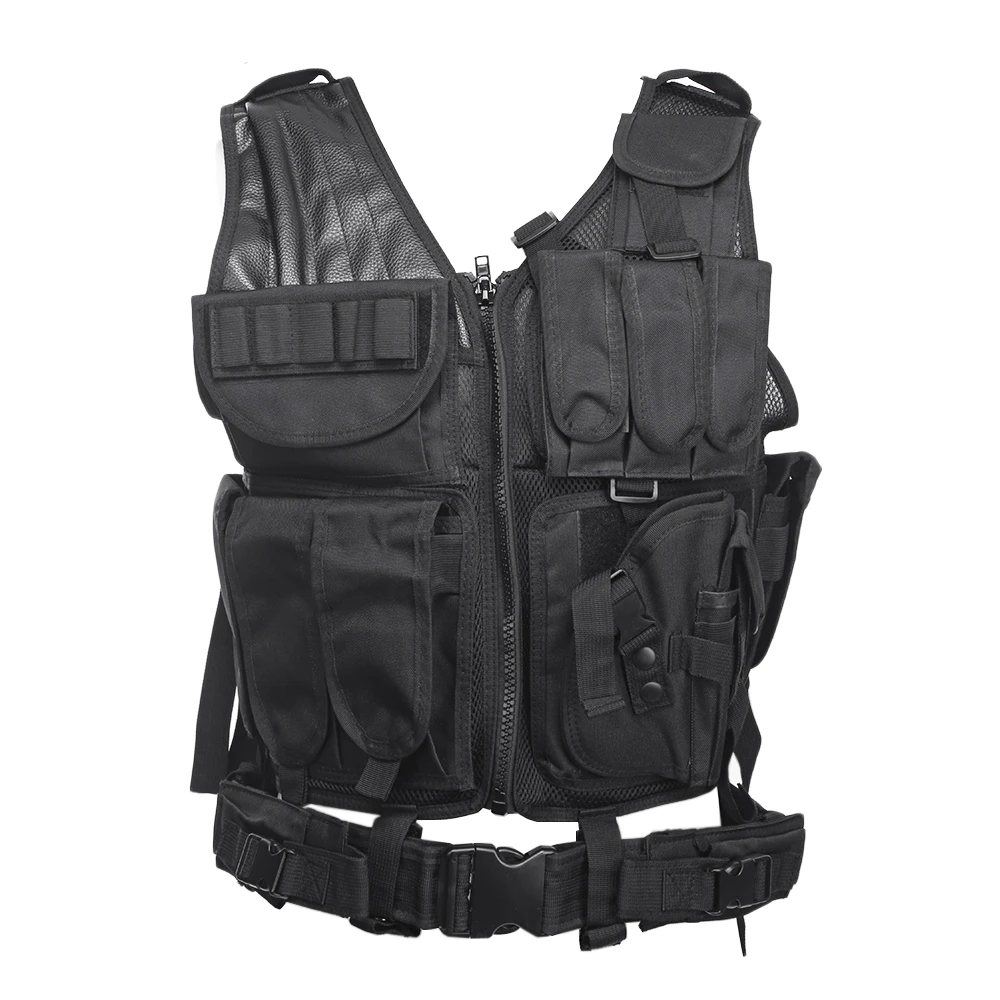 Men Military Tactical Vest Paintball Camouflage Molle Hunting Vest Assault Shooting Hunting Plate Carrier With Holster