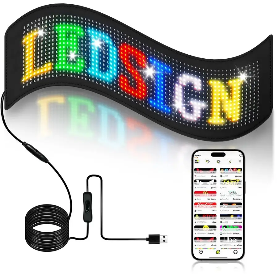 

Sign, 15x4 Programmable LED Sign with Bluetooth APP Control Huge Bright Scrolling Text Animations for Car, Store, Christmas Adve
