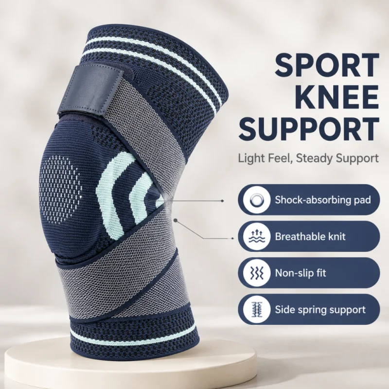 Knee Support for Sports Non-slip Silicone Safe Shock Absorption Breathable Protective Gear Patellar Strap Pressure Anti Slip