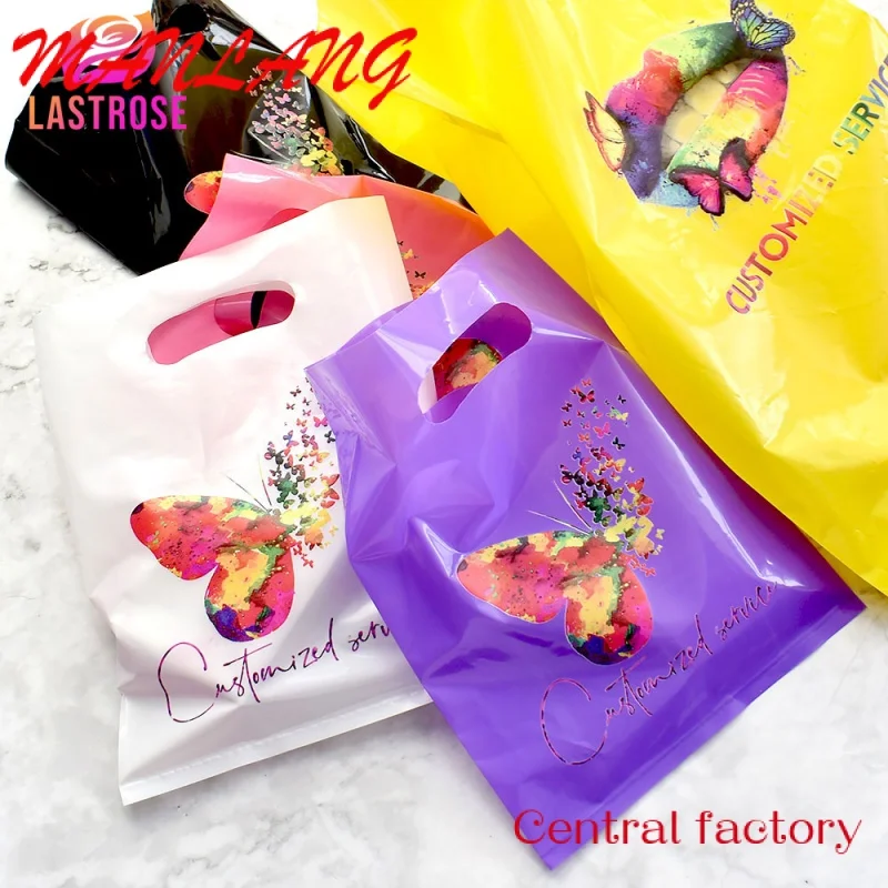 Custom  new plastic hand bag private label shopping gift  plastic bag custom eyelashes plastic bags with logo