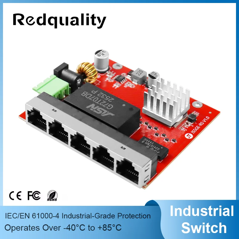 Unmanaged Mini 5-Port Gigabit Industrial Switch PCBA Board 1000Mbps Industrial Ethernet Switch PCBA Plug-and-Play