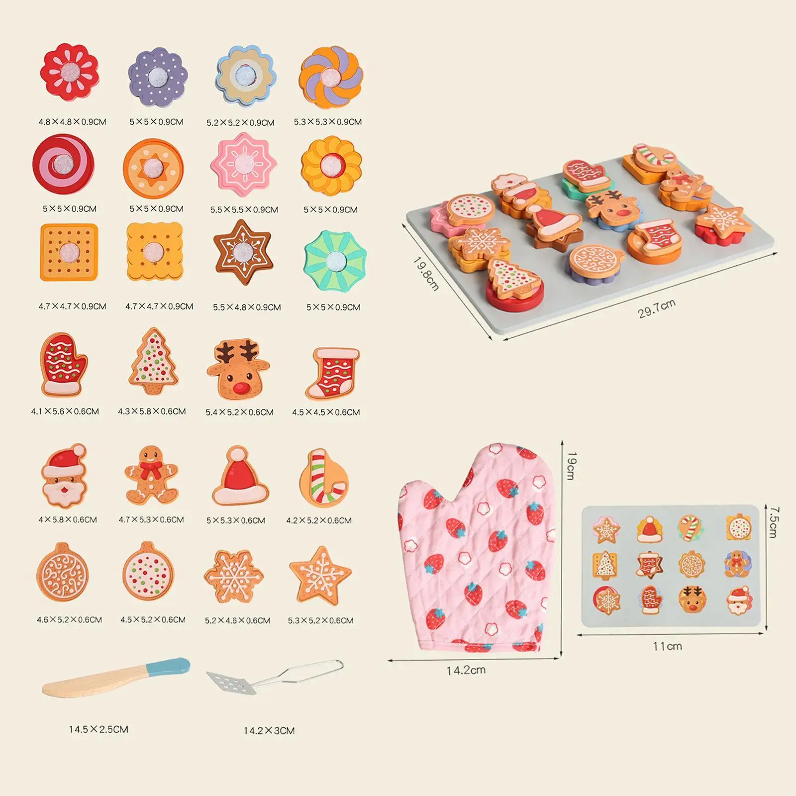 Slice and Bake Cookies Educational Learning Toy Wooden Cookie Sheet Play Food Set Kitchen Playset for Kids Ages 3+ Boys Girls