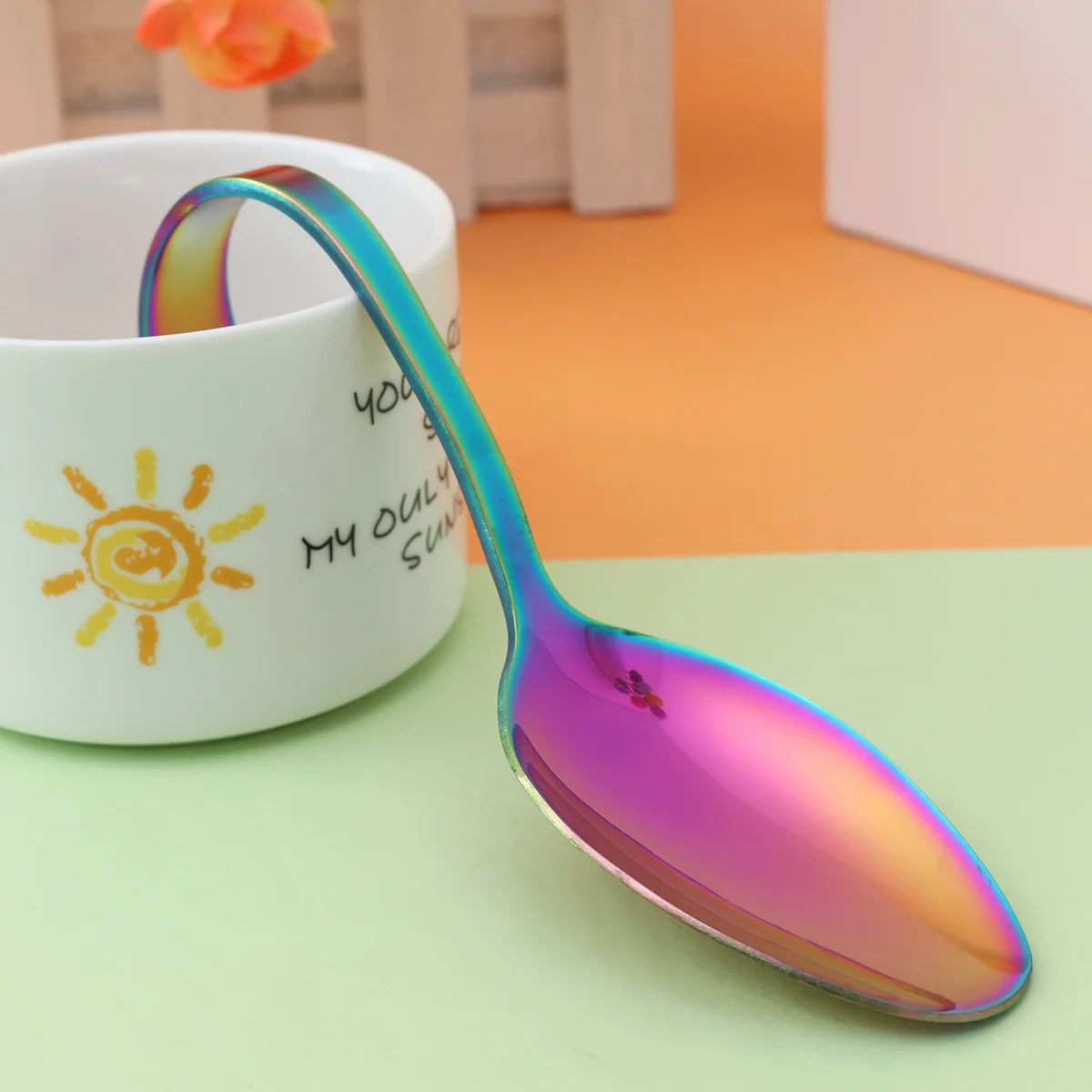 

Curved Handle Spoon Stainless Steel Rose Gold Buffet Serving Spoon For Wedding Party Appetizer Dessert Tableware Kitchen Bar