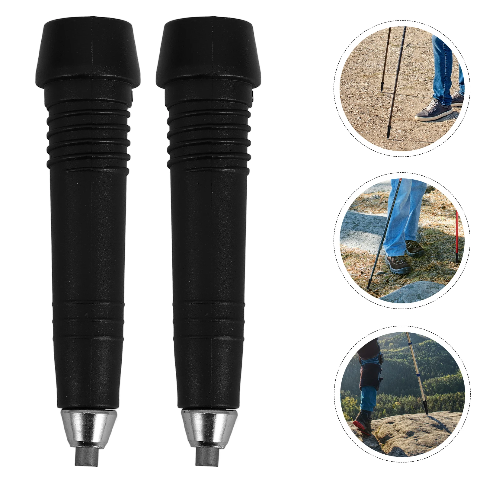

4 Pcs Hiking Pole Tips Replacement Cane Forearm Crutch Candy Scrub Black Rubber Canes Accessories Crutches Handles Only