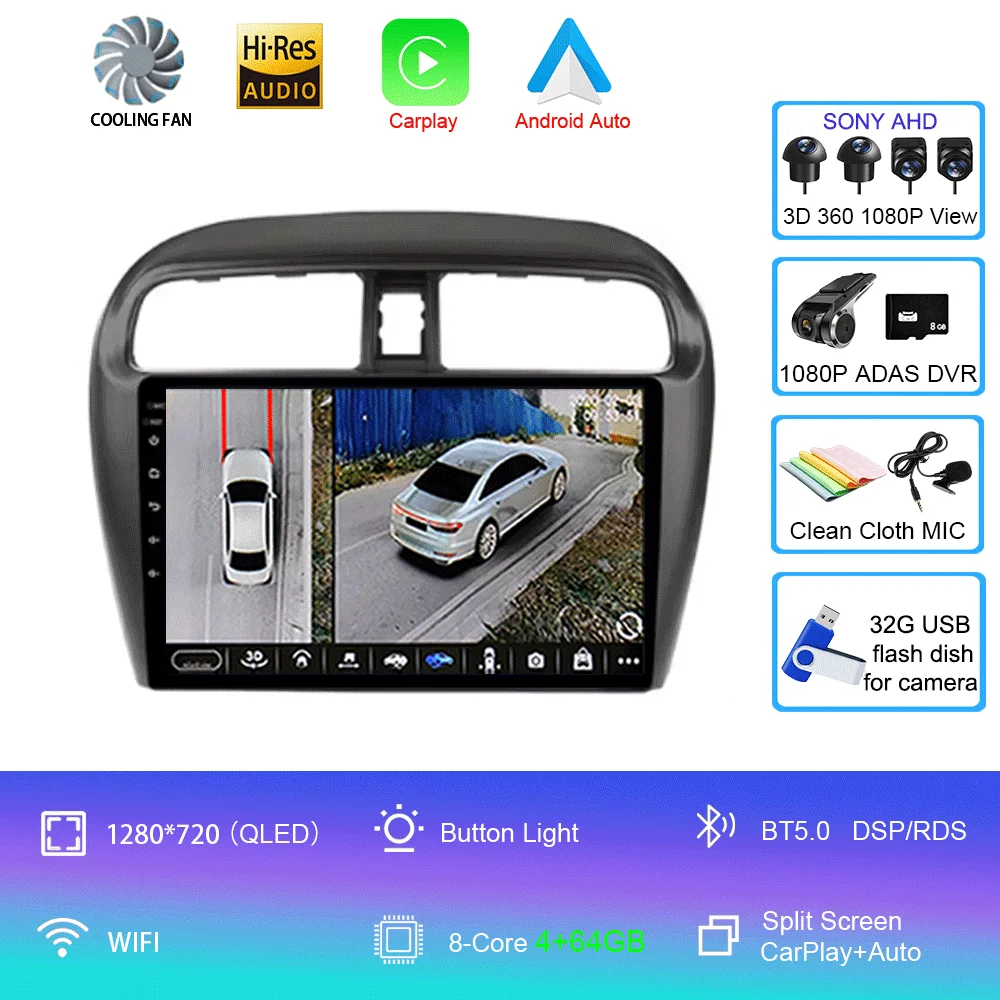 Android 16 autoradio voor Mitsubishi Mirage Attrage 2012-2018 Space Star 2014 GPS navigatie stereo multimedia