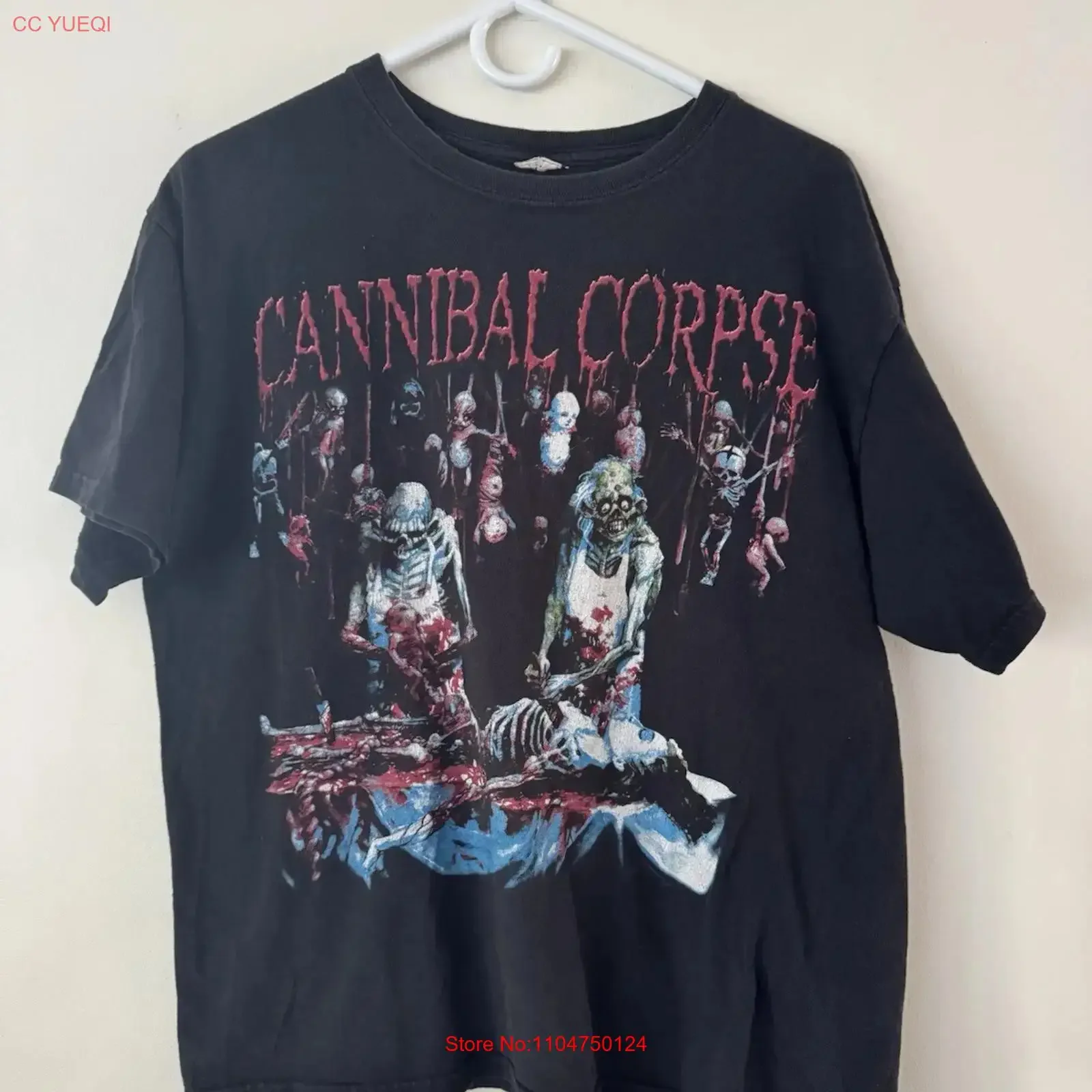 Vintage 2002 Cannibal Corpse Band T Shirt L Butchered at Birth Blue bar Anvil vintage Washed Stretched designer clothes