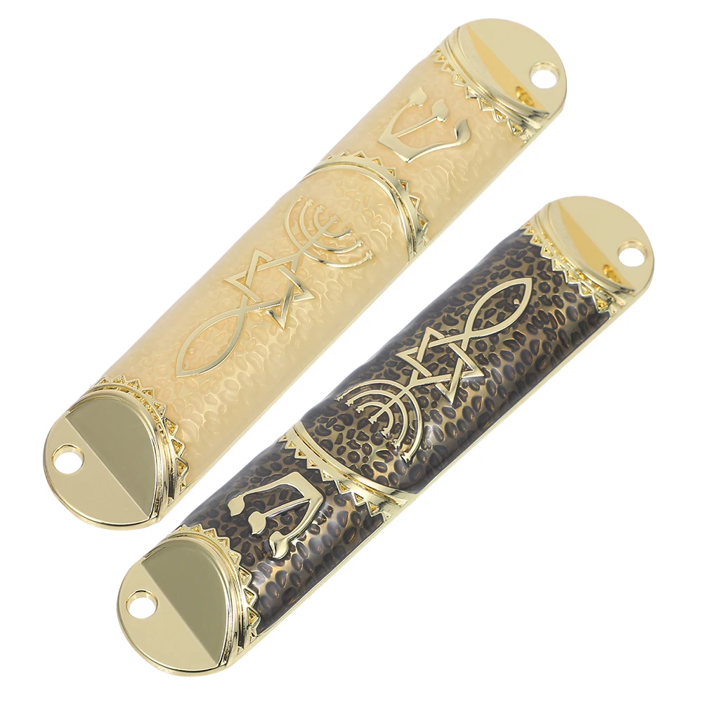 

2 Sets Messianic Seal Mezuzah Case for Door Jewish Blessing Home Decor Hannukah Decoration Hanukkah Metal Wall Decor Outdoor