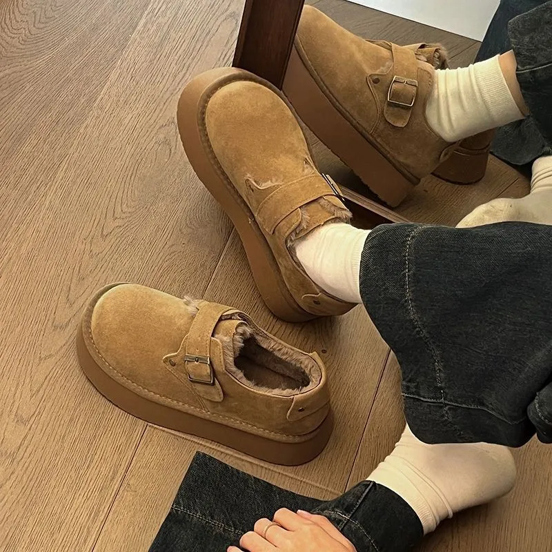 

Women's winter snow boots plush lined thick-soled flats rubber soles summer new outer wear casual fashion non-slip shoes