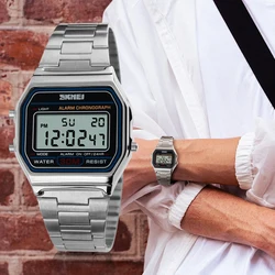 Skmei Top Brand Sport Digital Watches Men Luxury Stainless Steel ChronoBack Light Display Wristwatch 3Bar Waterproof Reloj Hom