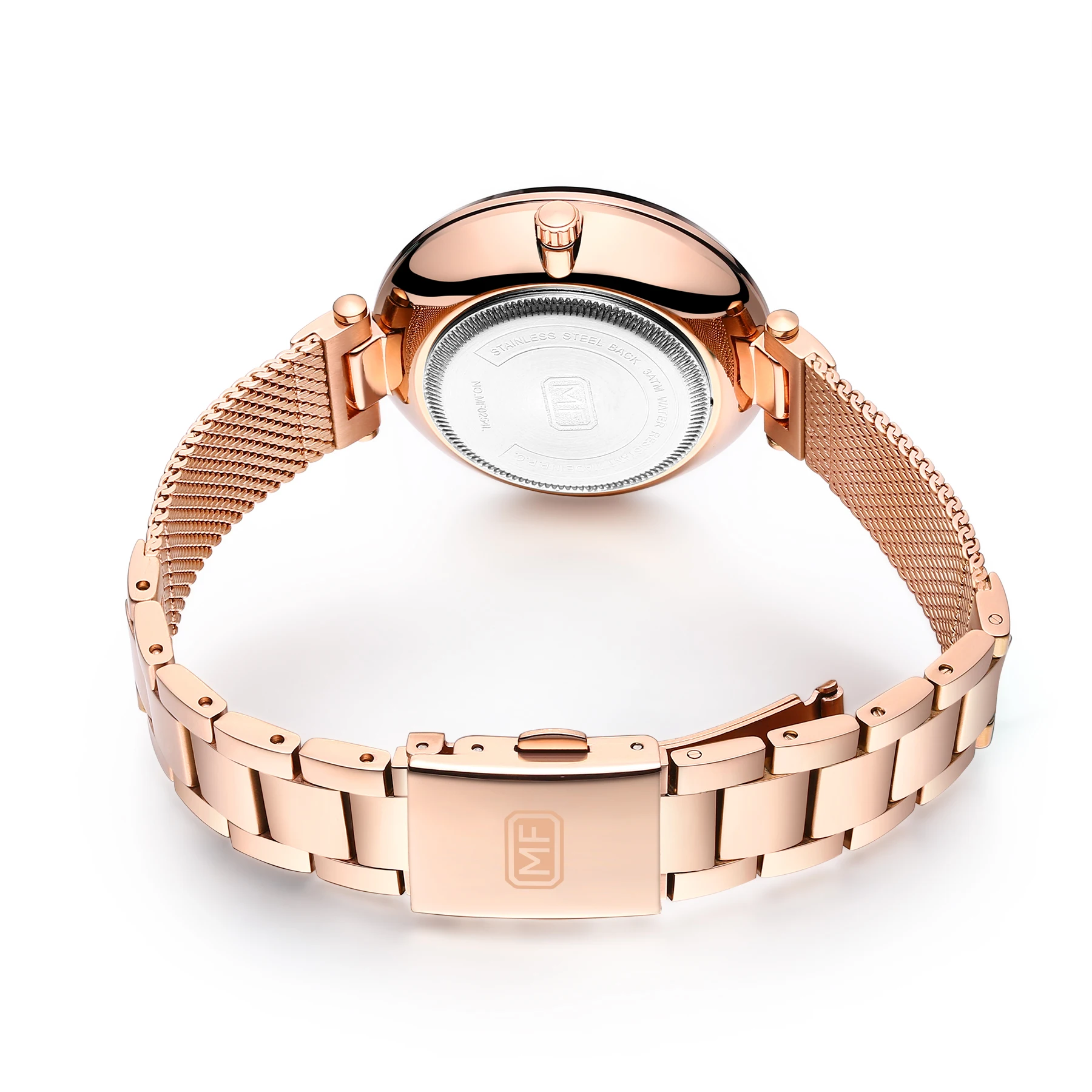 MINI FOCUS MF0254L Unique Design Diamonds Dial Watch Fashion Waterproof Mesh Stainless Steel Band Women Quartz Watches