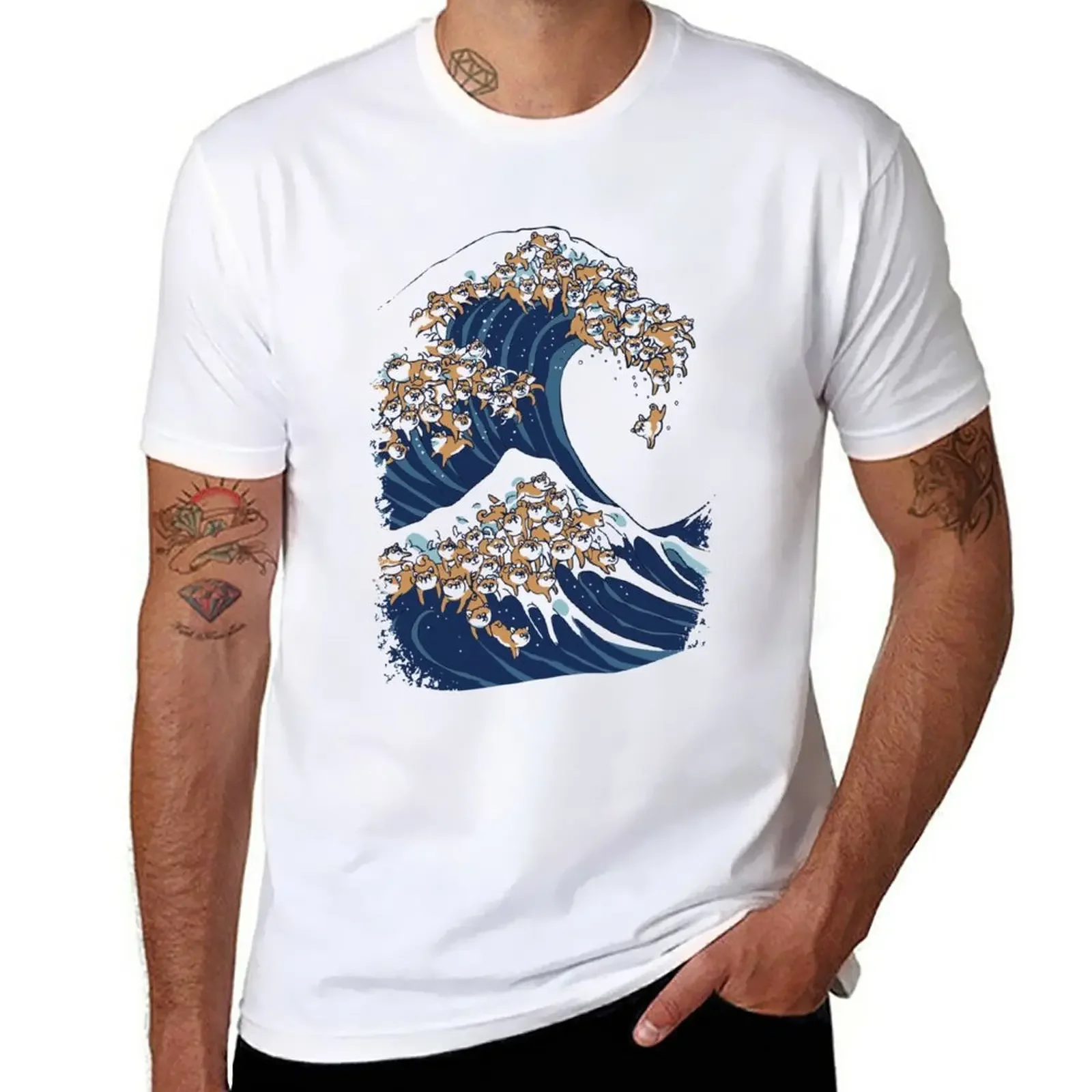 The Great Wave of Shiba Inu T-Shirt heavyweights vintage clothes anime clothes tshirts for men