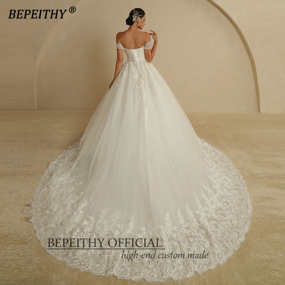 BEPEITHY Customized Princess Sweetheart Wedding Dress For Women Ivory Glitter Sleeveless 2025 Vintage Bride Bridal Ball Gown