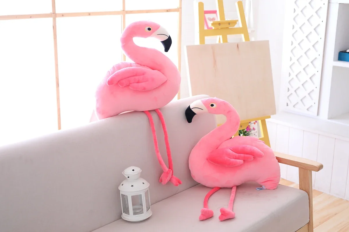 Juguete de Peluche de flamenco realista, Animal de Peluche suave, almohada de flamenco Kawaii, decoración de habitación, regalo de cumpleaños para niños