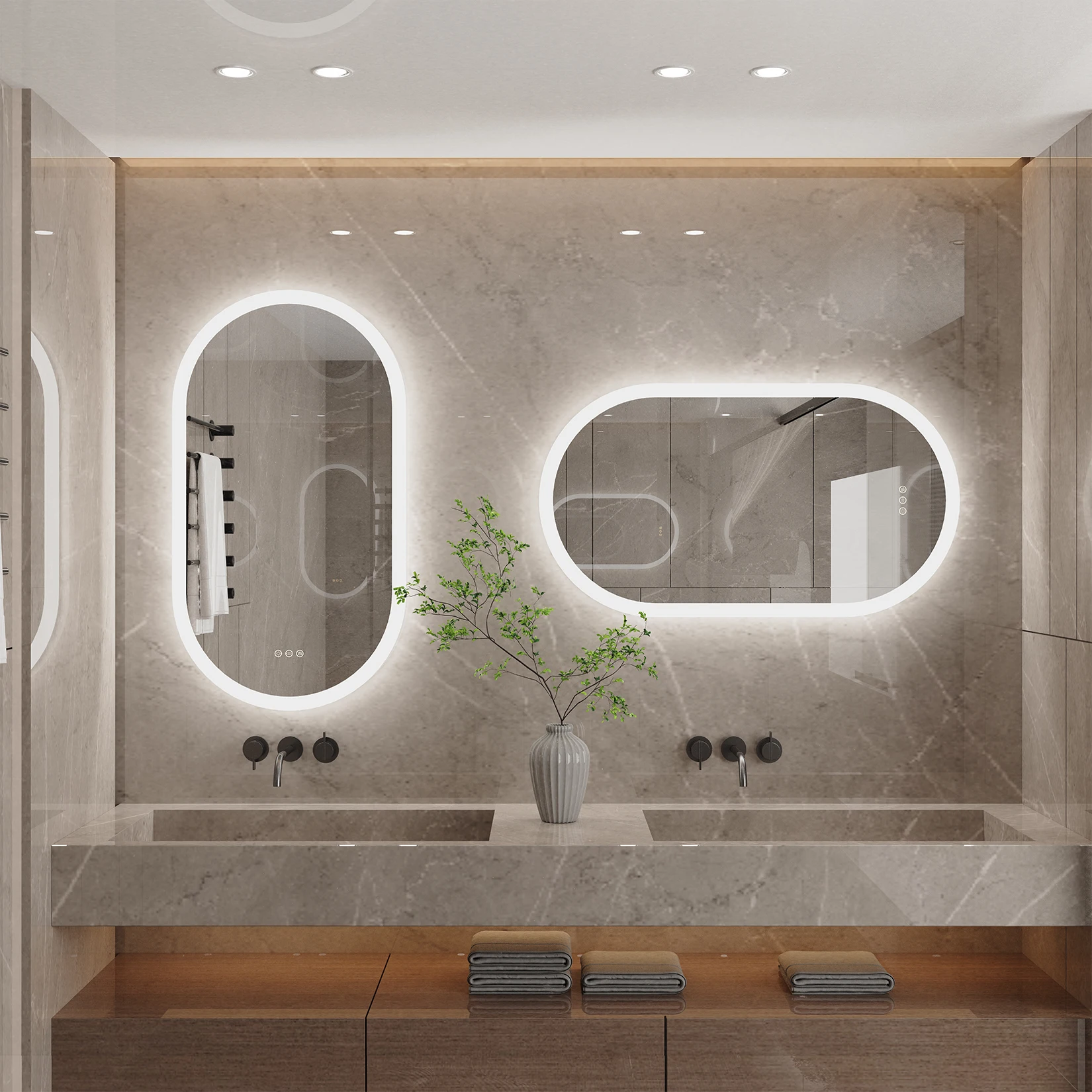 LUVODI Backlit Lighted Bathroom Mirror LED Bedroom Vanity Mirror Salon Mirror with Touch Sensor Dimming Defog IP44
