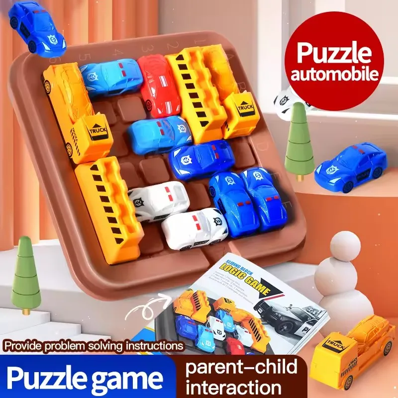 

Automobile Huarongdao Racing Children's Logical Thinking Training Toy Development Big Class Yi Intelligence Brain Moving Car Del