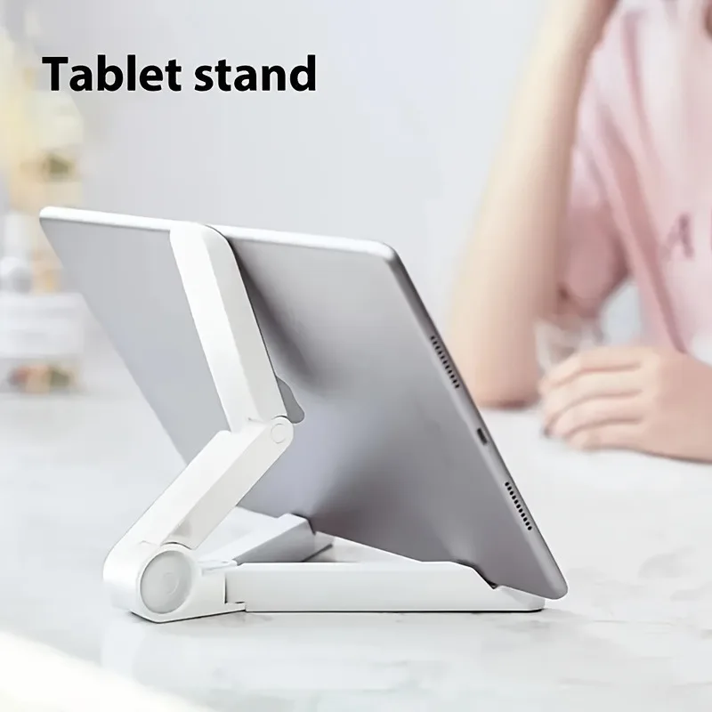 1pc Adjustable Folding Tablet Stand - PE Material, Non-slip Sticky Pad,  Portable Desktop Holder, Foldable & Compact Design.