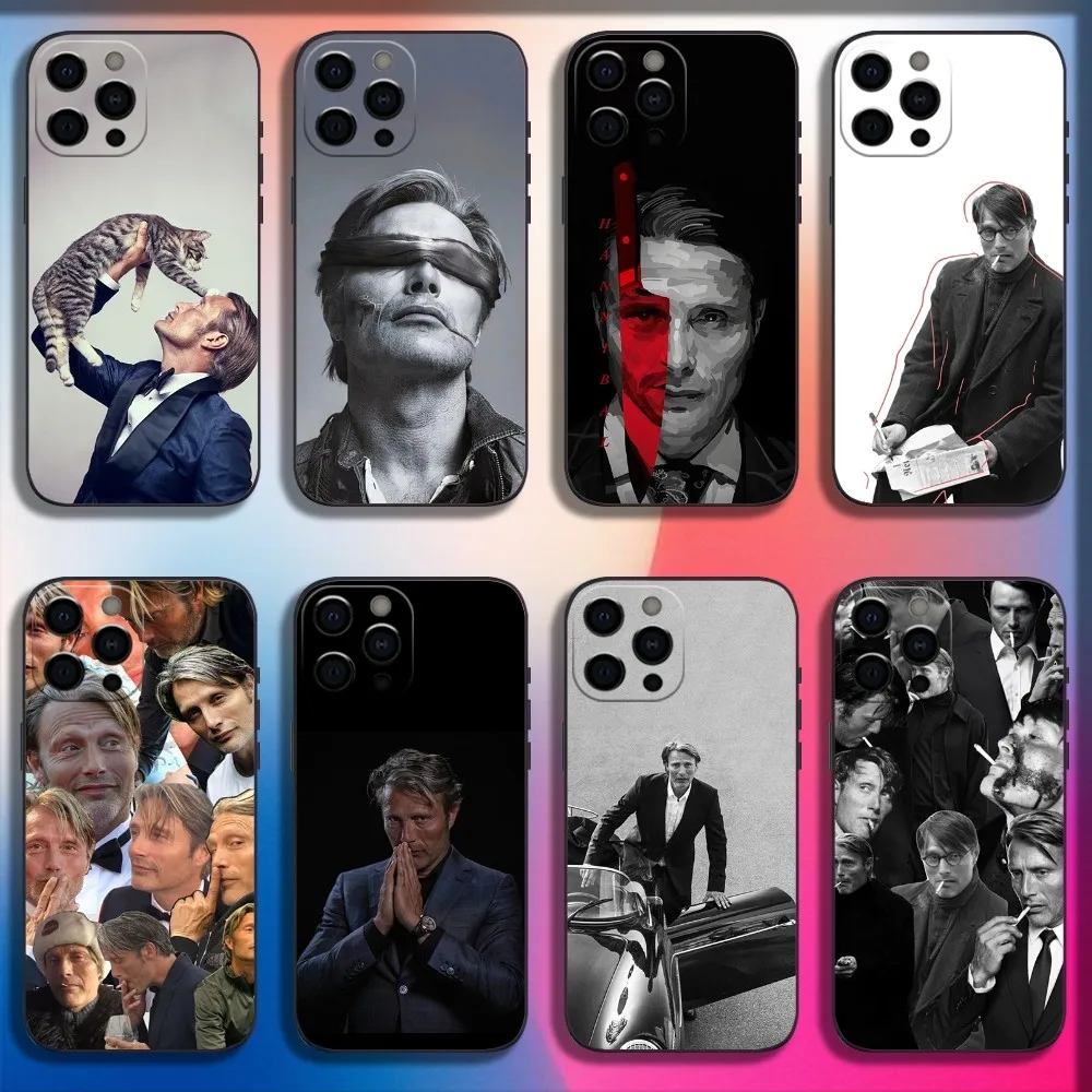 Actor M-Mads Mikkelsen Phone Case For iPhone 16,15,14,13,12,11,Pro,X,XS,Max,XR,Plus,Mini Soft Black Cover