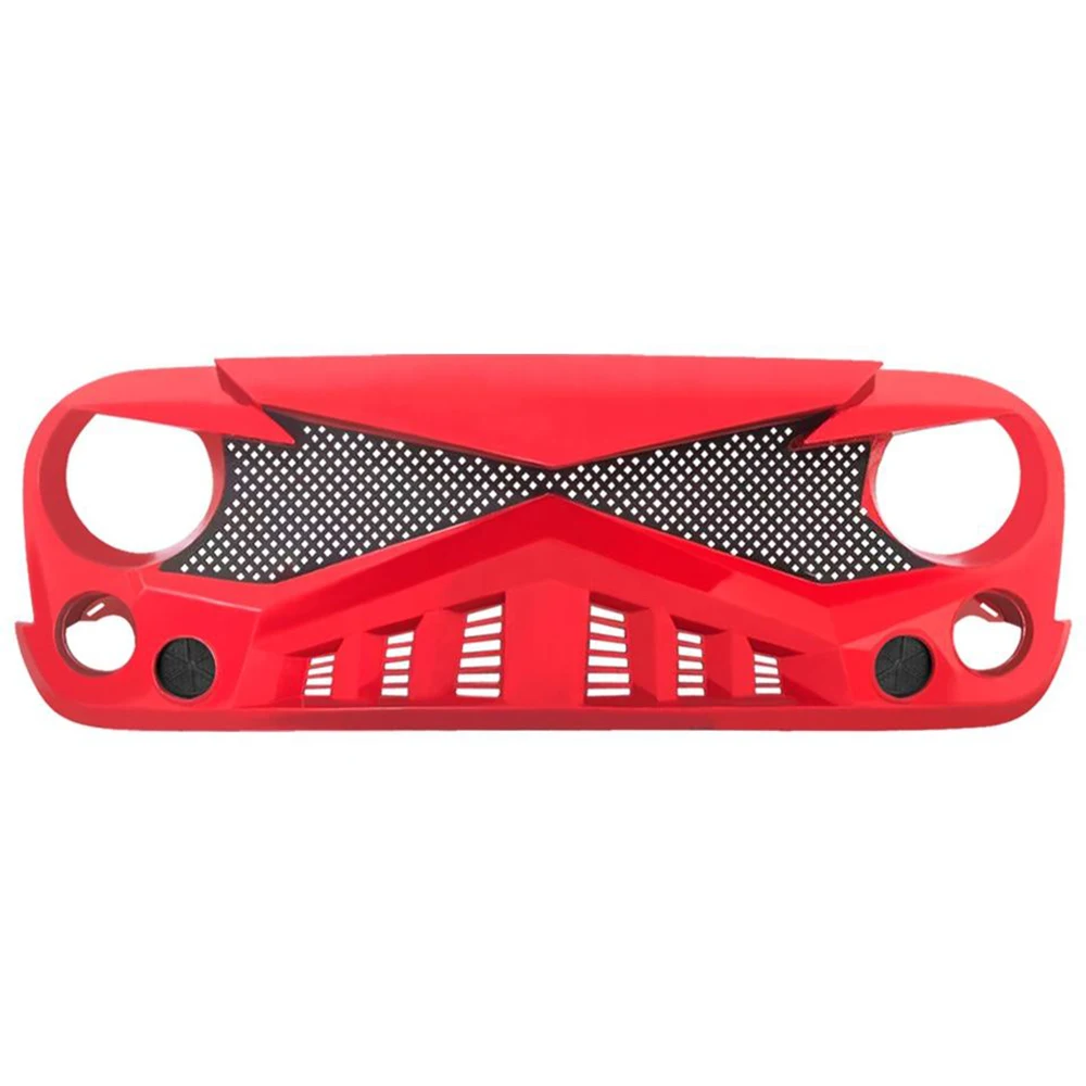 Red Knight Style Grille For Jeep Wrangler JK 2007-2017 Car Grill Racing Grills Front Bumper Mesh Modified Mask Trim Upper Grid