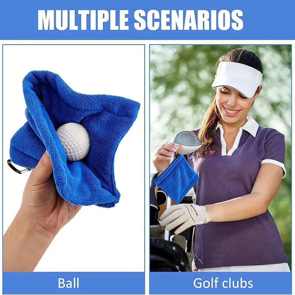 1PC Vierkante Golfballen Reinigingsdoekje met Karabijnhaak Golfkar Veeg Cleaner Microfiber Wateropname Schoon Golfclub hoofd