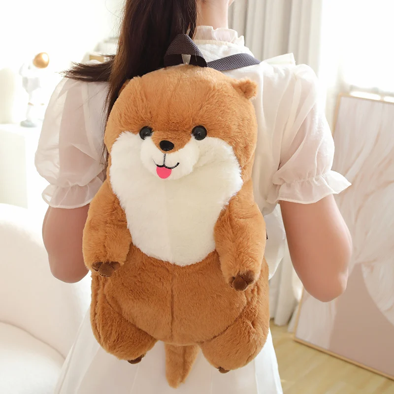 50cm Sea Otter Plush Backpack Cartoon Cute Plush Toy Soft Stuffed Animal Shoulder Bag for Kids Girls Birthday Gifts