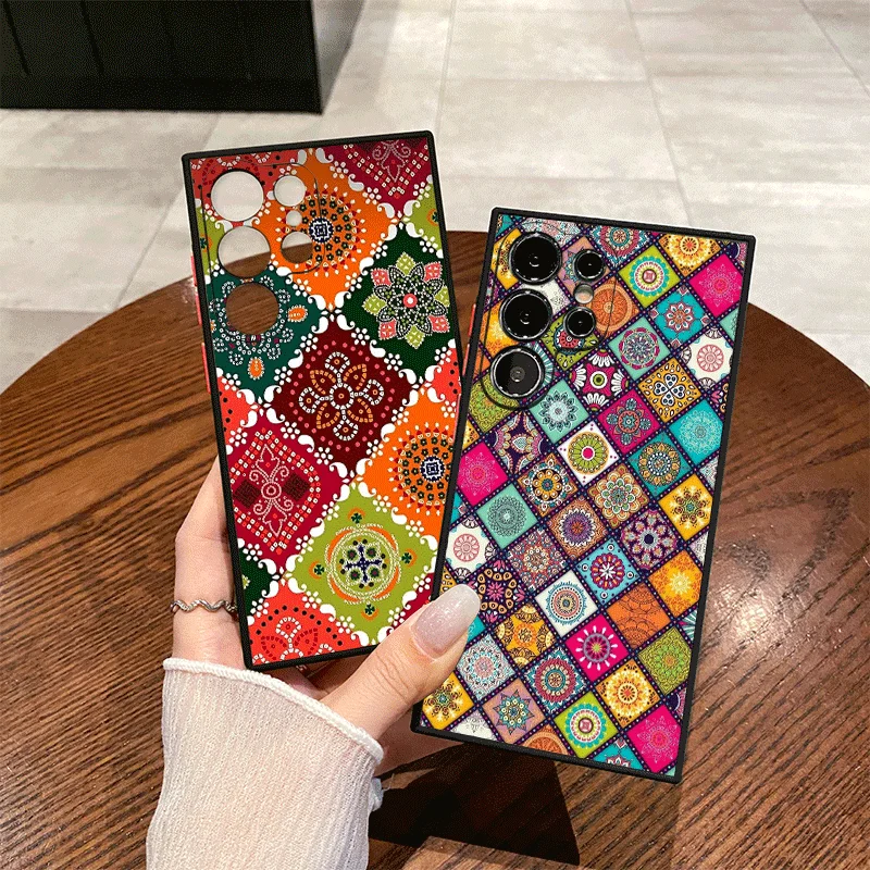 Stylish Mantra Classic Ethnic Printed Phone Case for Samsung Galaxy S26 S25 S24 S23 Ultra S22 Plus S21 FE S25+ S26+ Soft Covers
